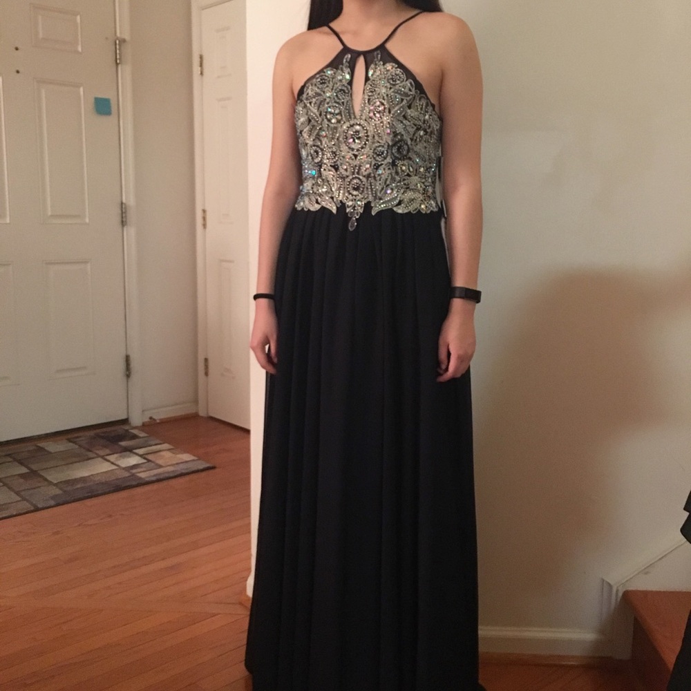 Sequin Hearts Navy Prom Dress